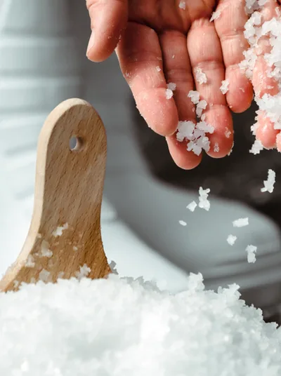 Flaky sea salt crystals